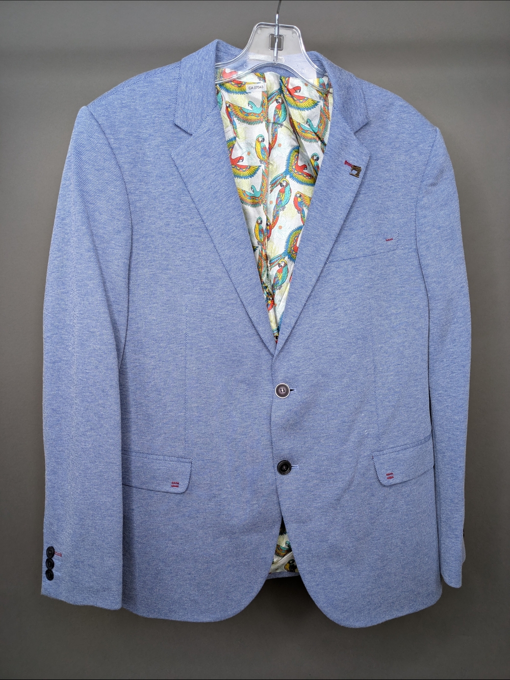 Lloyd & Jefferson Light Blue Blazer with Printed Macaw Lining